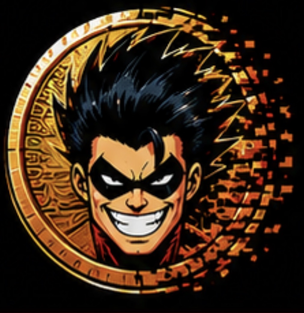 FreakCoin icon: gold coin with the FreakCoin mascot face breaking up into digital glitch pixels
